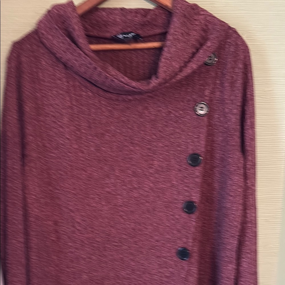 Women's Burgundy Sweater with Button Detail